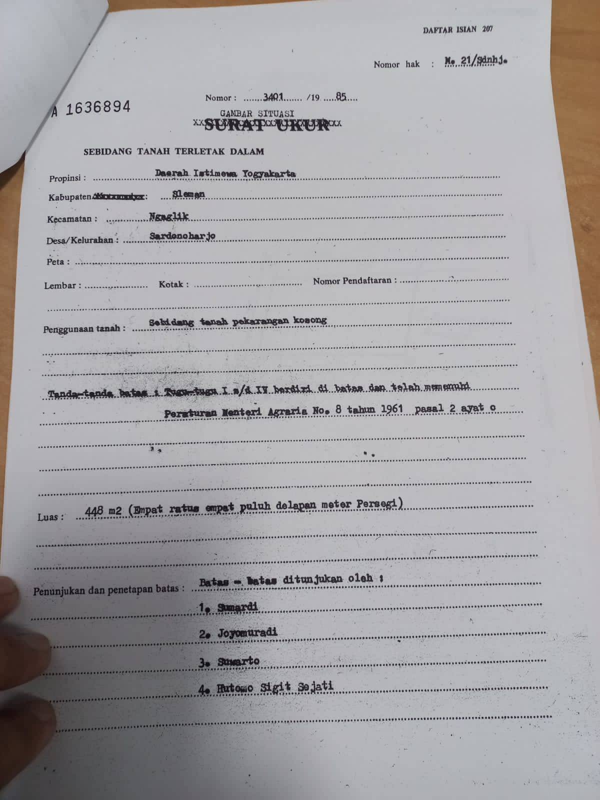 Dijual Tanah SHMP Candi Pandan Aran Selatan Kampus UII jl Kaliurang
