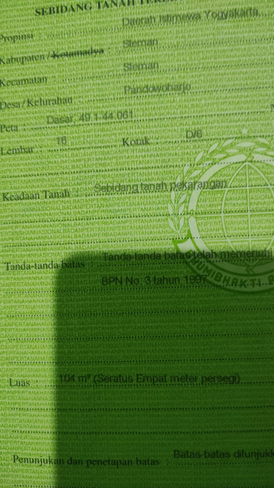 Dijual Tanah pekarangan berlokasi di pendowoharjo Sleman